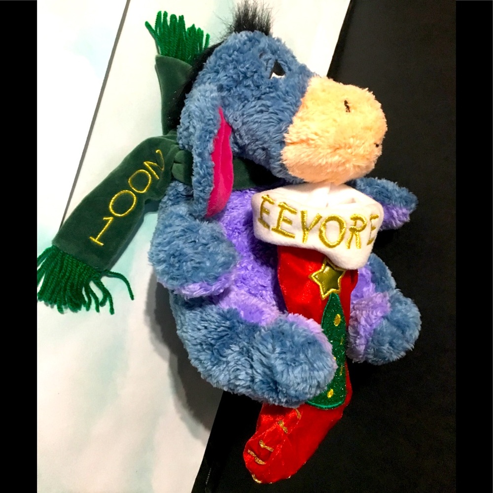 DISNEY STORE HOLIDAY EEYORE & STOCKING 12”